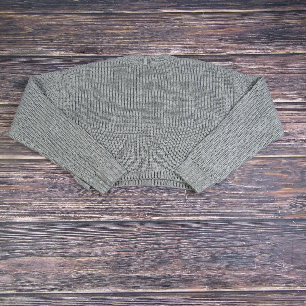 Elodie NEW Small Gray Crewneck Crop Sweater Knit Winter Acrylic - Picture 7 of 7